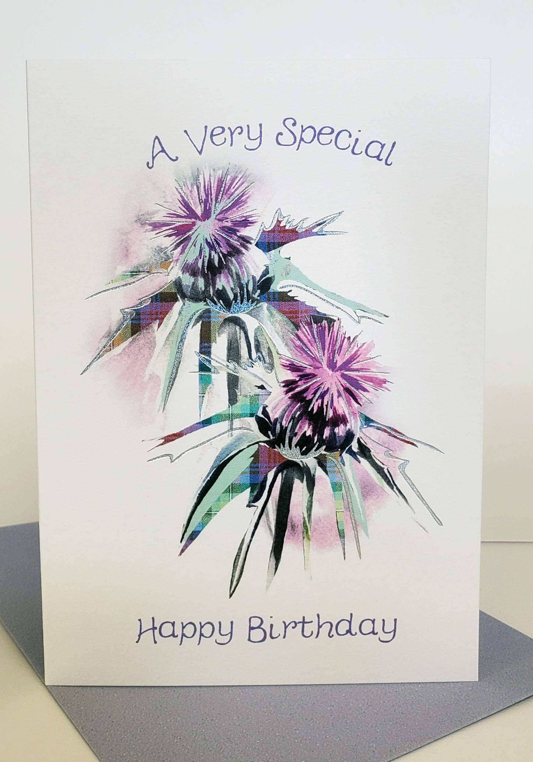 Wee Wishes – wholesale Birthday card – Birthday Watercolour Thistle Birthday Card0