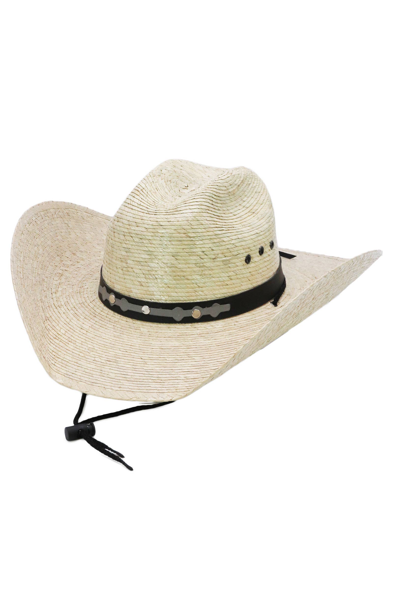 Cap Zone – wholesale Cowboy hat – Unisex – Eyeleted Cutter Palm Straw Cowboy Hat0