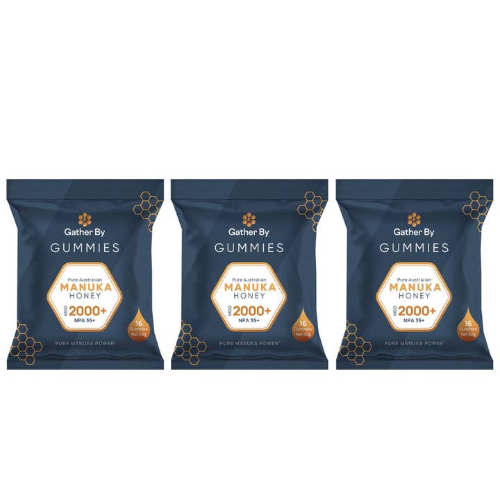 Manukahonung MGO 2000+ Gummies Paket 3-pack för wholesale av Gather By Manuka