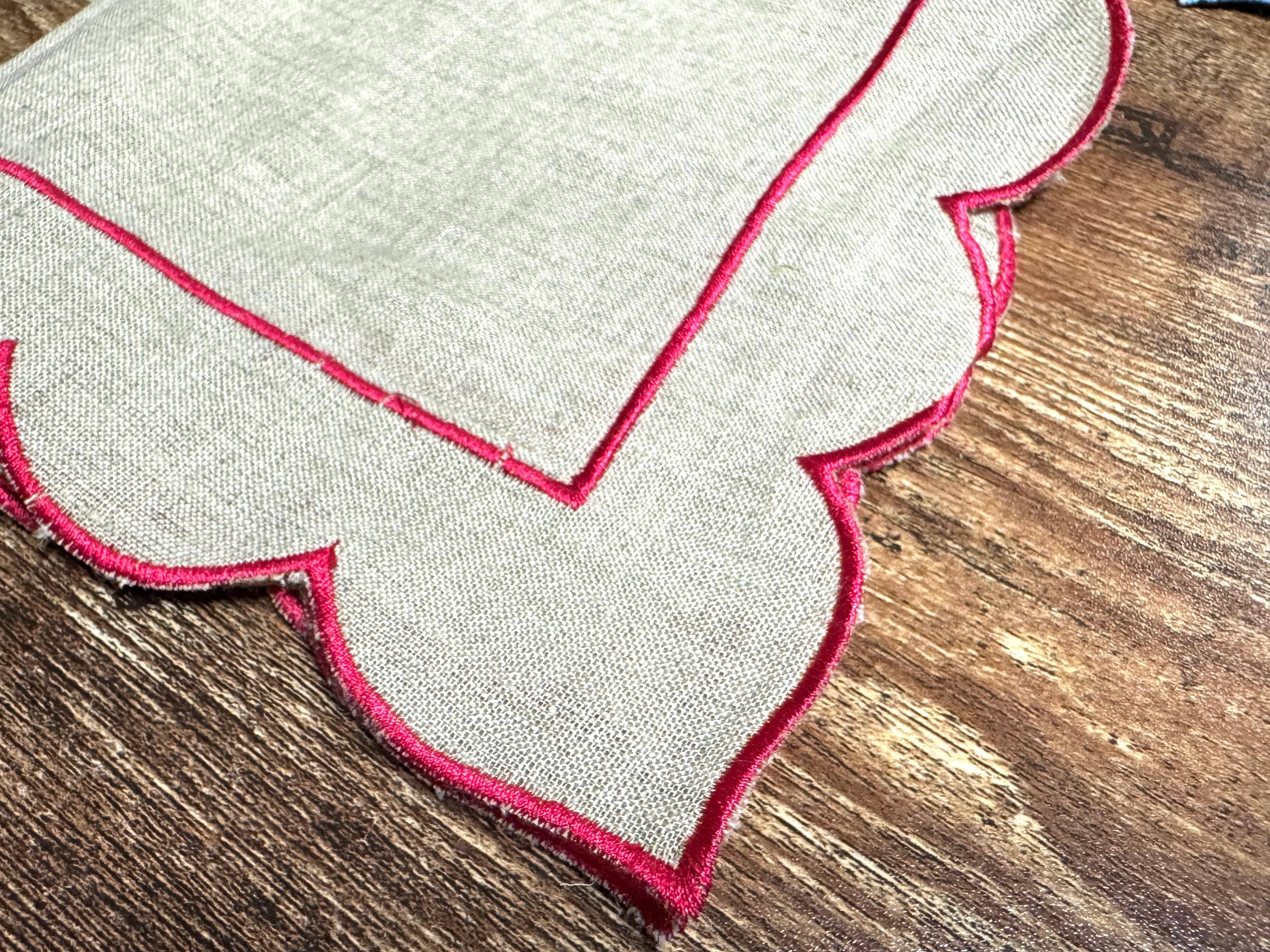 Essential Designs London - Vente Serviettes de table en tissu - Serviettes en lin à motif pétoncle (lot de 24 pièces)1