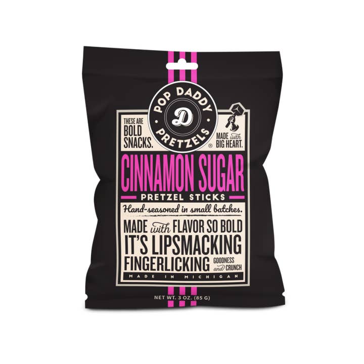 Pop Daddy Snacks - Wholesale Pretzels - Pop Daddy – Cinnamon Sugar Seasoned Pretzels 3.0oz