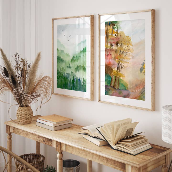 Jenny Vellacott - Wholesale Art Print - Autumn Art Print Autumn Trees Print with Autumn Colour Print1