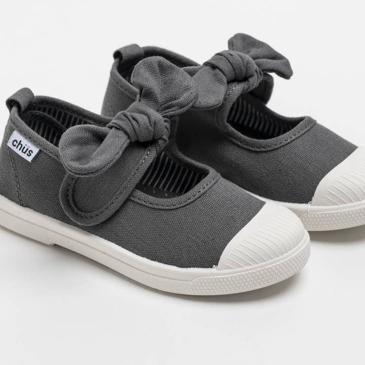 Chüs Athena Velcro Mary Jane avec nœud Gris pour la vente par Chus