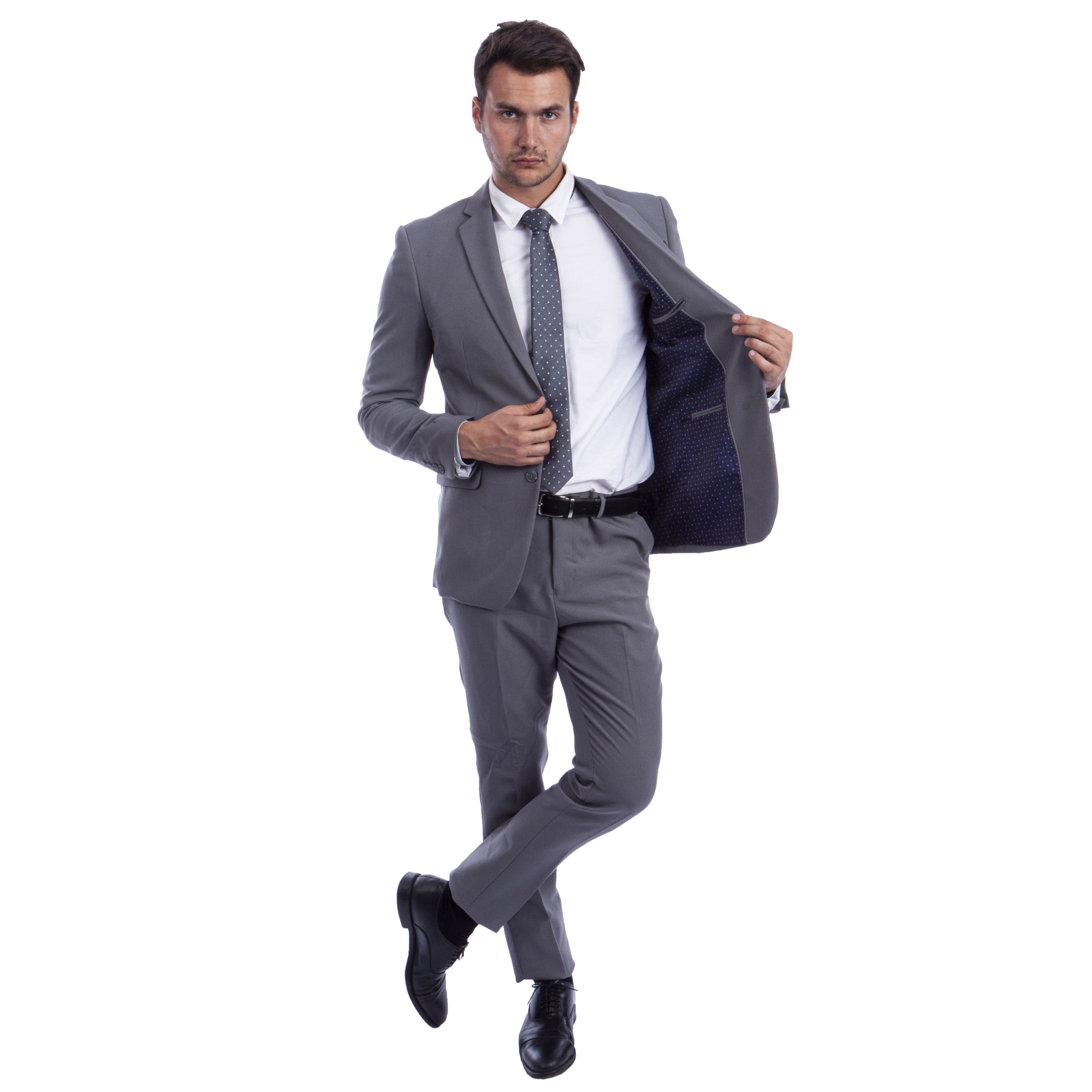 Gray Light Grey Polyester Hybrid Fit Mens Suit 2pc by Vitto for wholesale on Faire2