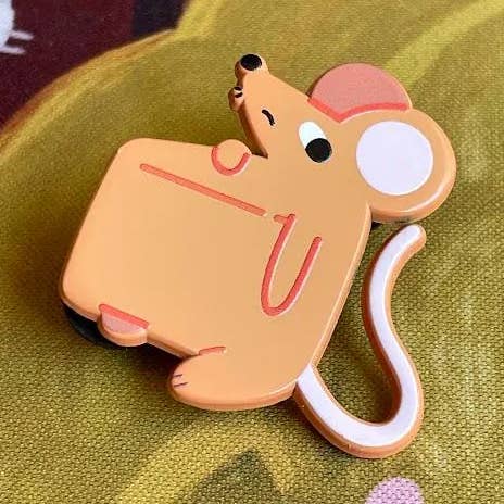 Paper Rat Illustrations - Wholesale Lapel Pin/Button - Cheese Rat Enamel Pin0