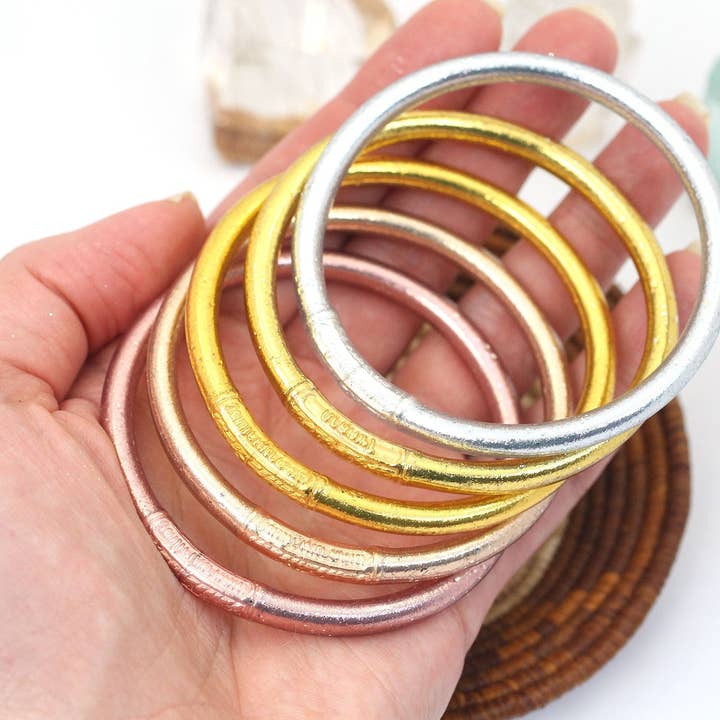Woman Shops World - Wholesale Bangle Bracelet - Single Thai Buddhist Temple Bracelet, Mantra Bangle, Metals