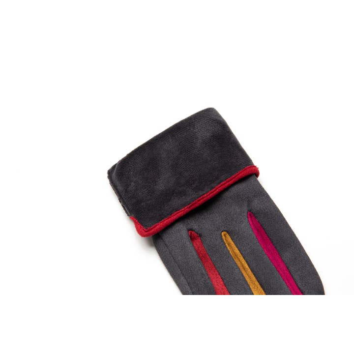 Aavion - Wholesale Gloves - Women's - Women's Faux Suede Touchscreen Gloves with Multicolor Trim3