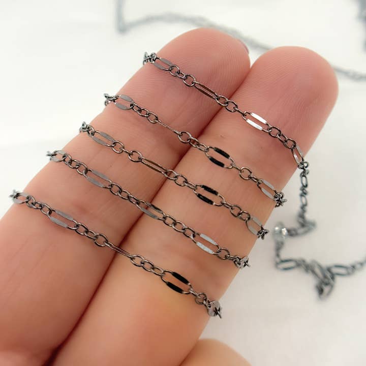 1175BD. Svart rodium sterlingsilver platt marinakedja för wholesale av Tresor Jewelry Inc.