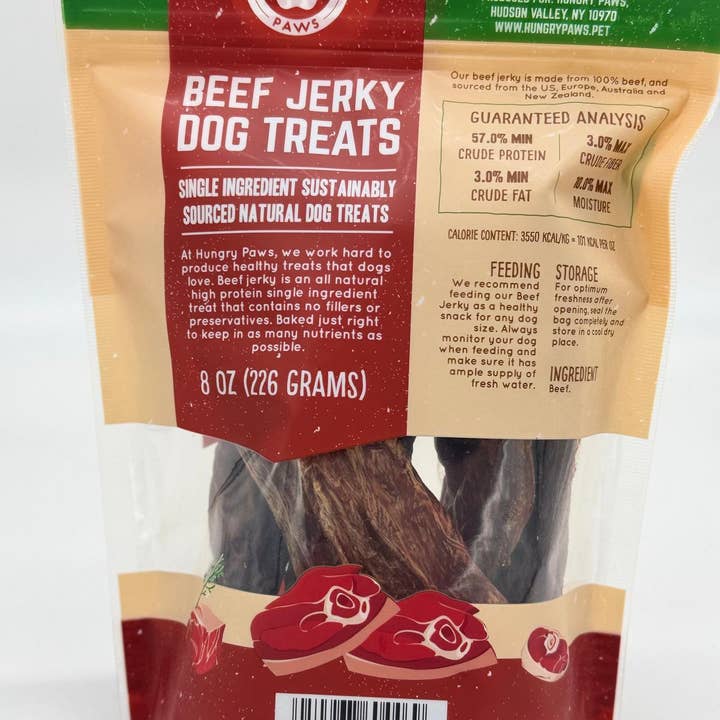 Hungry Paws - Wholesale Pet Treats - Dog - Beef Jerky (Beef Sliders) 8oz Retail Bag Hp1591