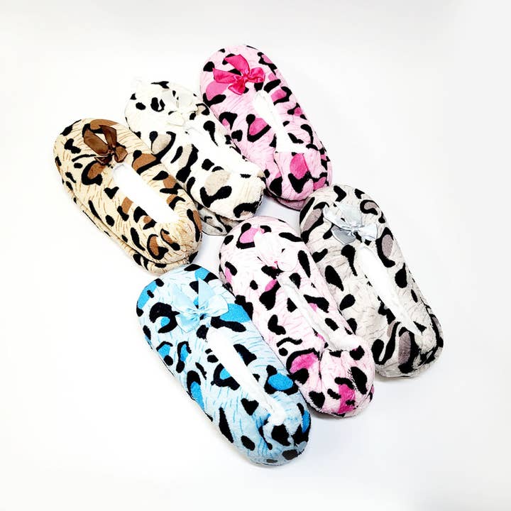 Assorted Color Leopard Fuzzy Indoor Slipper Shoes for wholesale on Faire