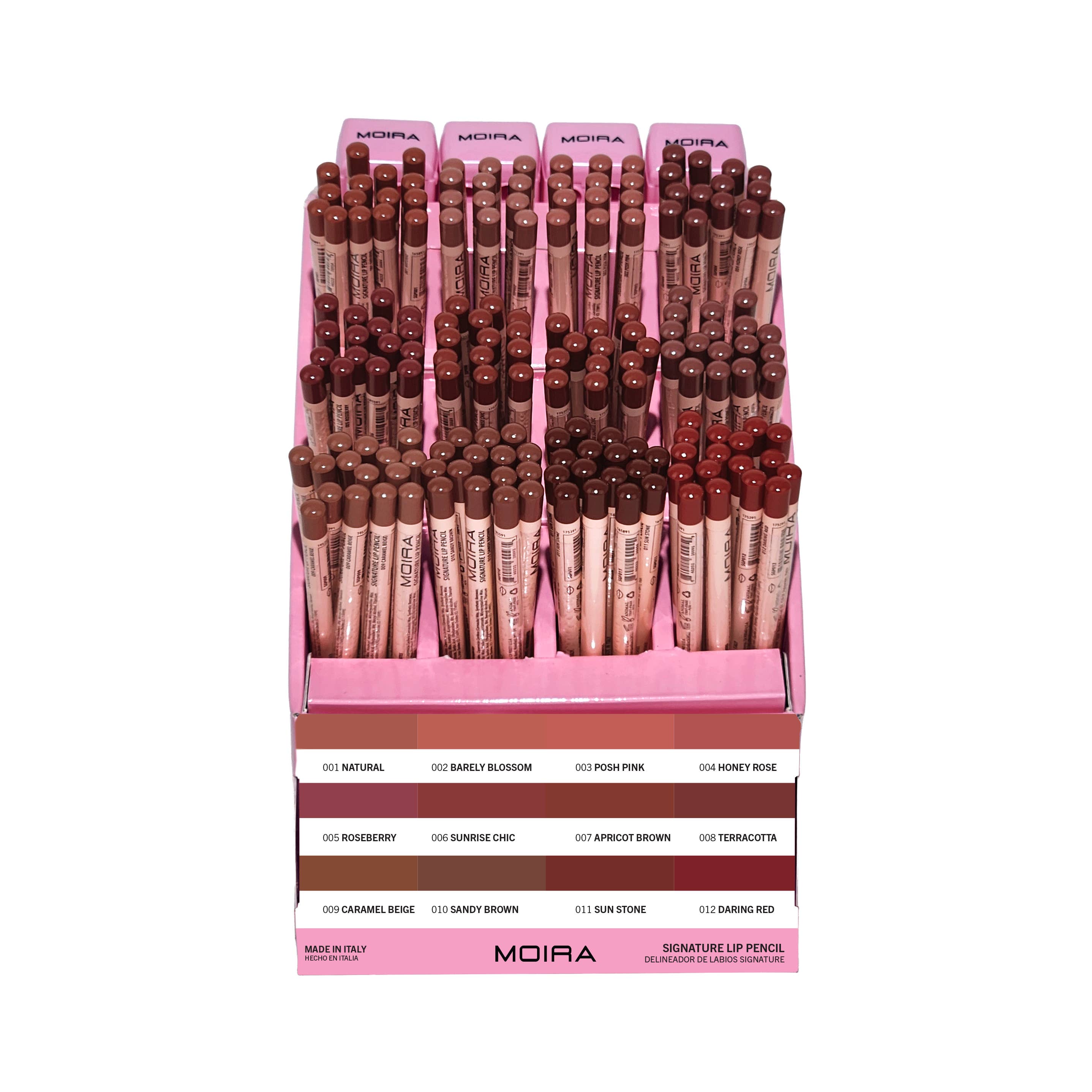 Moira Cosmetics - Wholesale Lip Liner/Pencil - Moira Makeup Display Signature Lip Pencil (001-012)
