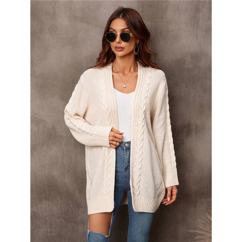 Mirazshoes WholeSale – Großhandel Strickjacke – Damen – Lässiger Lockerer Strick-Cardigan mit langen Ärmeln als Oberbekleidung2