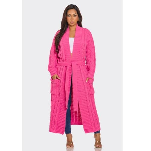 LOVE SENSE – wholesale Cardigan – Women’s – CABLE KNIT LONG CARDIGAN3