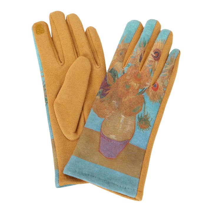 RainCaper - Venta al por mayor Guantes - Mujer - RainCaper Van Gogh Girasflowers - Guantes para pantalla táctil