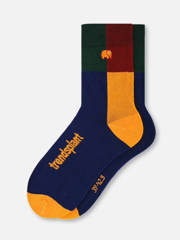 Farbblock Leichte Crew-Socken Marineblau für den Großhandel von Trendsplant Clothing