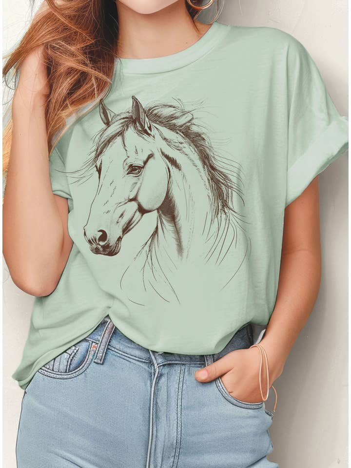 Rustee Clothing – wholesale T-shirts med screentryck – Unisex – HÄSTANSIKTE GRAFISK T-SHIRT6