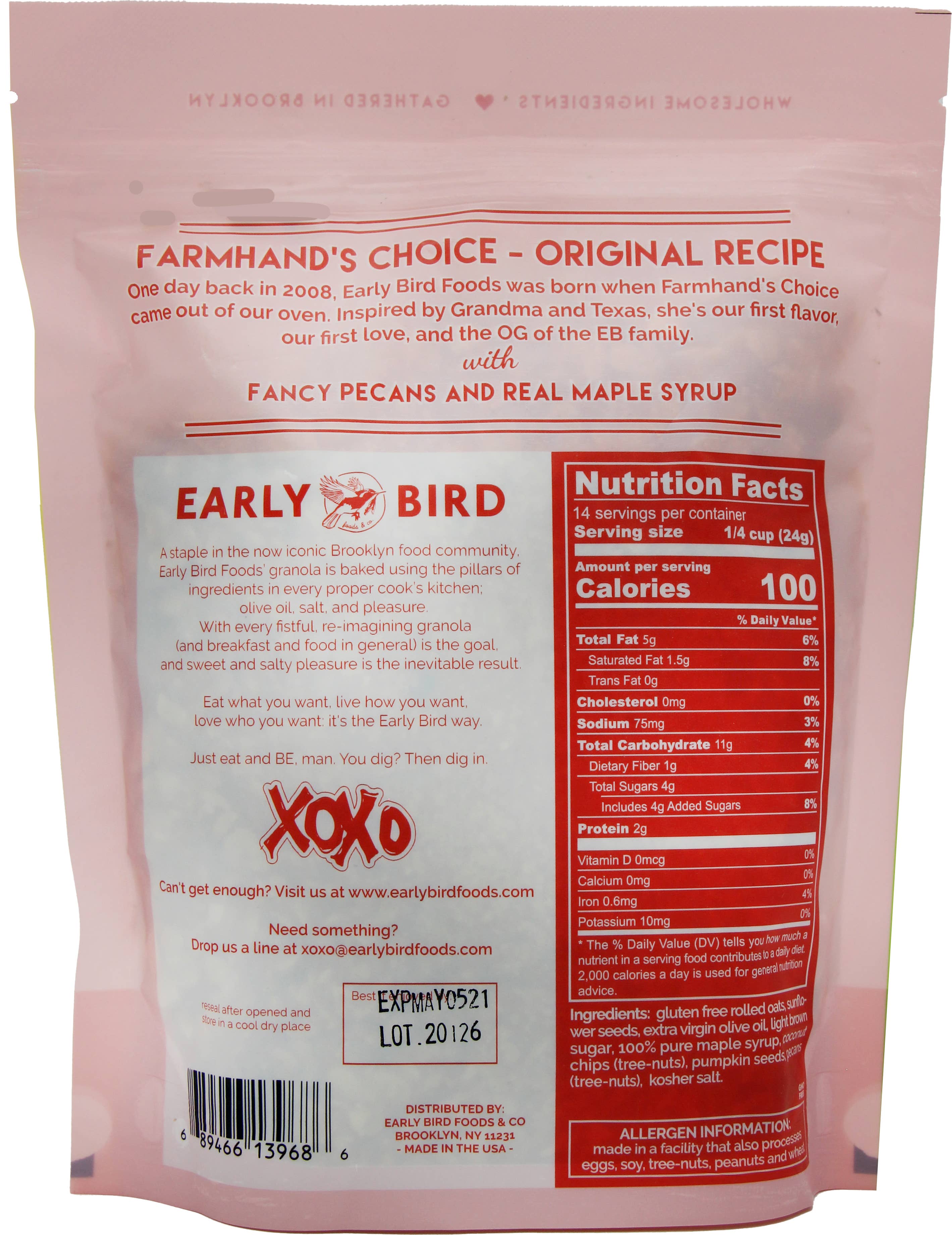 Early Bird Foods & Co. - Vente Granolas - Granola Farmhand's Choice1
