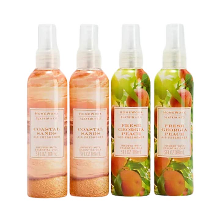 Fresh Georgia Peach & Coastal Sands Travel Air Freshener Sprays for wholesale by HomeWorx by Slatkin + Co.