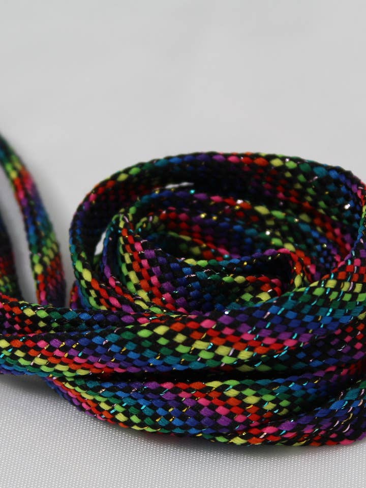 Rainbow Sparkle platte schoenveters voor wholesale door The Shoelace Factory