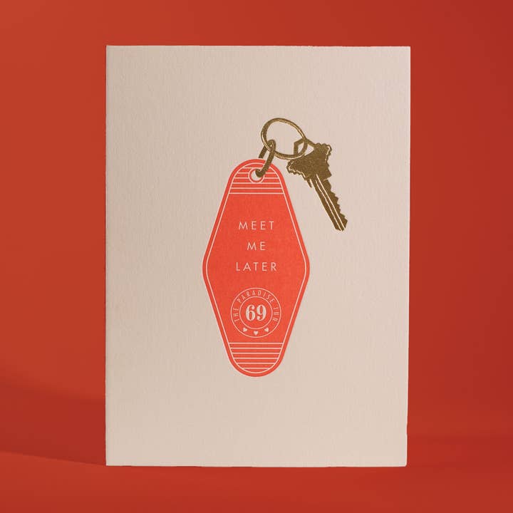 Carte de vœux en letterpress et feuille d'or "Meet Me Later?" pour la vente par Half Pint Studio