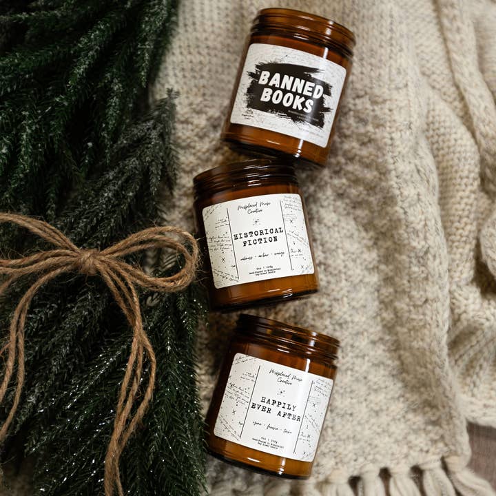Misplaced Muse Creative - Wholesale Jar/Filled Candle - Banned Books Literary Candle (Roasted Walnuts + Vanilla)3