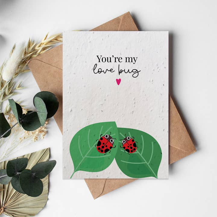 A6 Seed Paper Greeting Card - Bugs - Love Bug for wholesale by Little Green Paper Shop