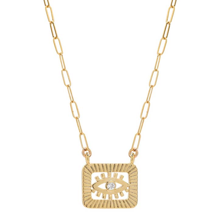Square CZ Eye Necklace for wholesale by Ofina Jewelry