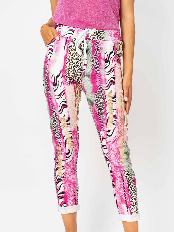 Animal Print Mix with Gold Foil Jegging for wholesale by Look Mode Usa