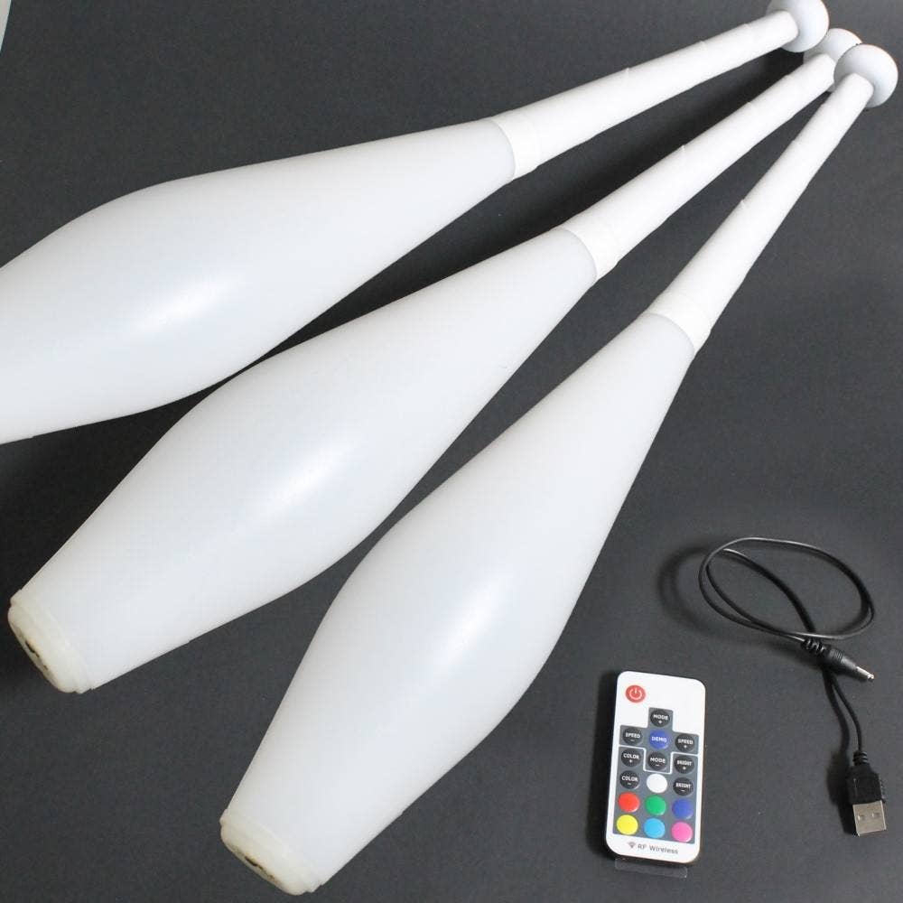YoYoSam Wholesale - Wholesale Light-Up Toy - Kids & Baby - Zeekio Multi-Color LED Light Up Juggling Clubs with Charger and Remote (Set of 3)1