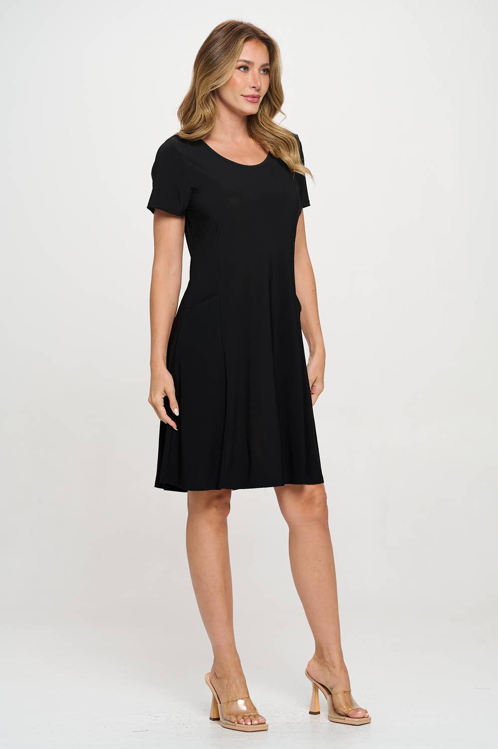 Black HIT Princess Line Dress with Pockets-7094HT-SRS1-K for wholesale on Faire2