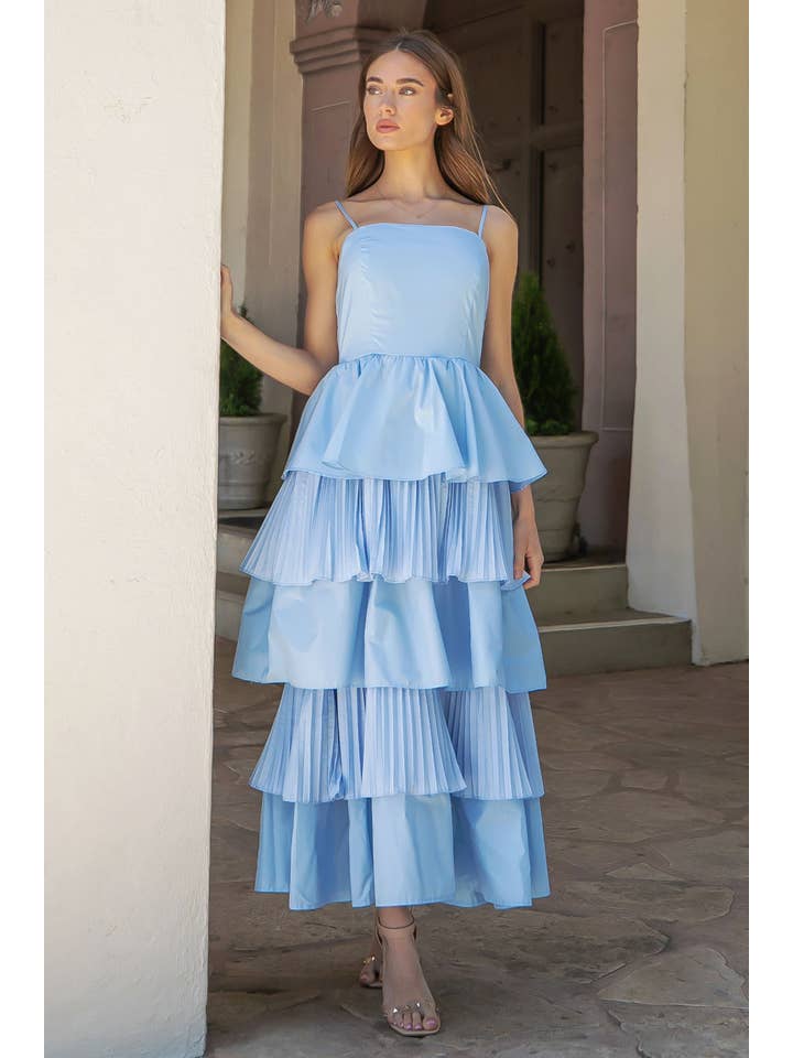 Strut & Bolt - Vendita all'ingrosso Vestito - Donna - Maxi abito in popeline a strati con pieghe miste