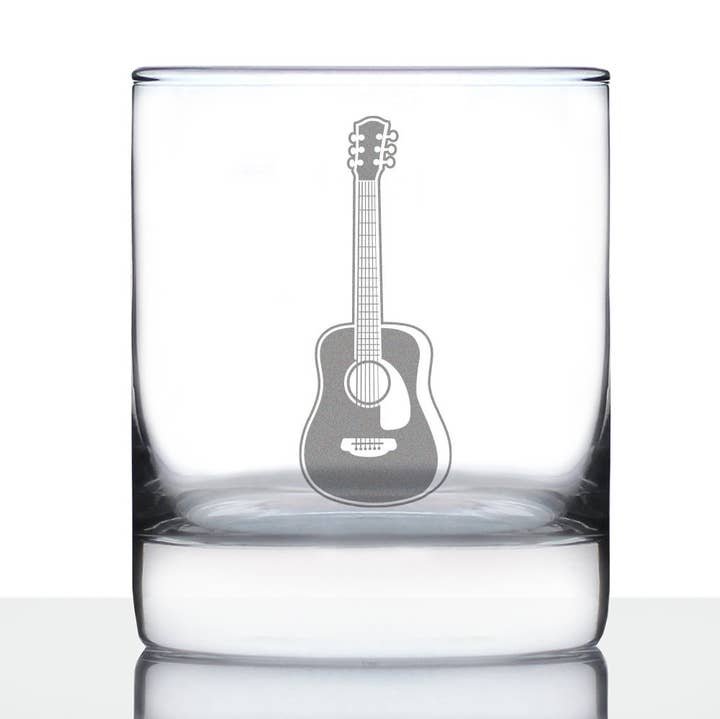bevvee - Wholesale Cocktail/Liquor Glass - Acoustic Guitar Whiskey Rocks Glass - Musician Gifts0