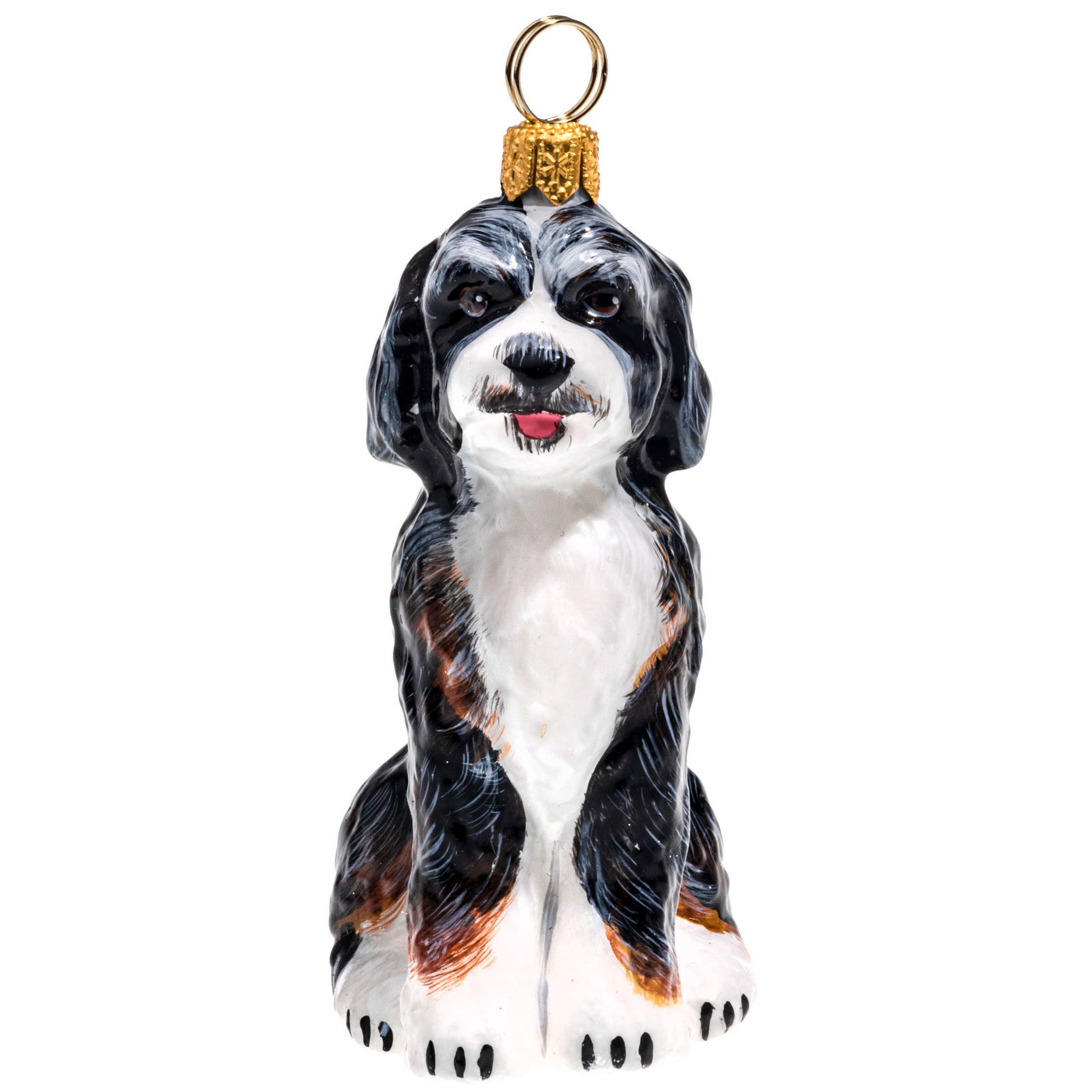 Joy To The World Collectibles - Wholesale Ornament - Bernedoodle Handmade Glass Ornament0