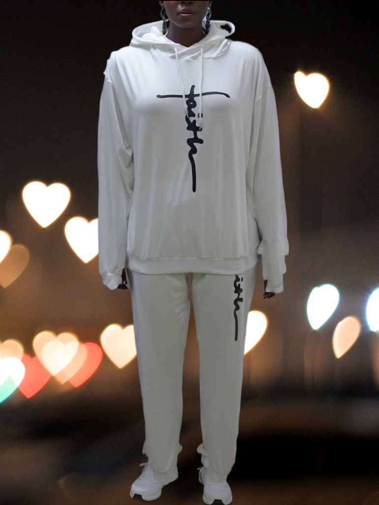 KaraChic - Wholesale Lounge Set - Women's - Women's "FAITH" Print Stylish & Trendy Jogging Set - 221252