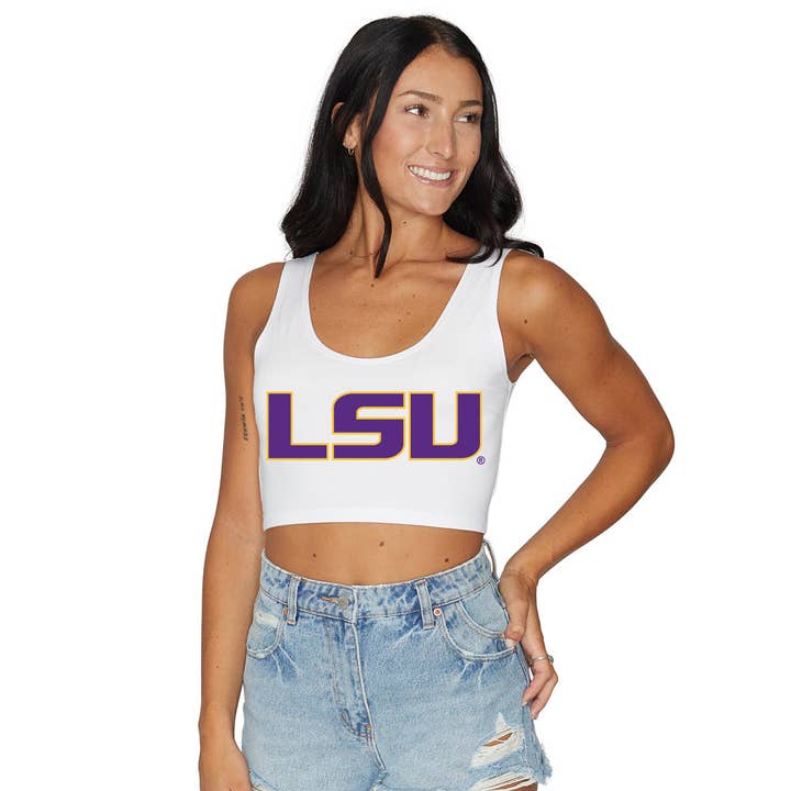 LSU Crop Top voor wholesale door Lojo Collegiate Apparel
