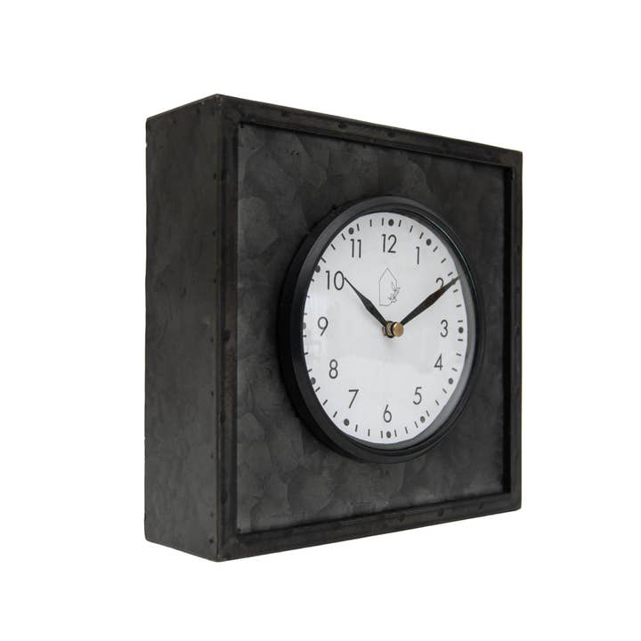 Foreside Home & Garden - Wholesale Desk Clock - Logan Farmhouse Black Metal & Plexiglass Tabletop Clock2