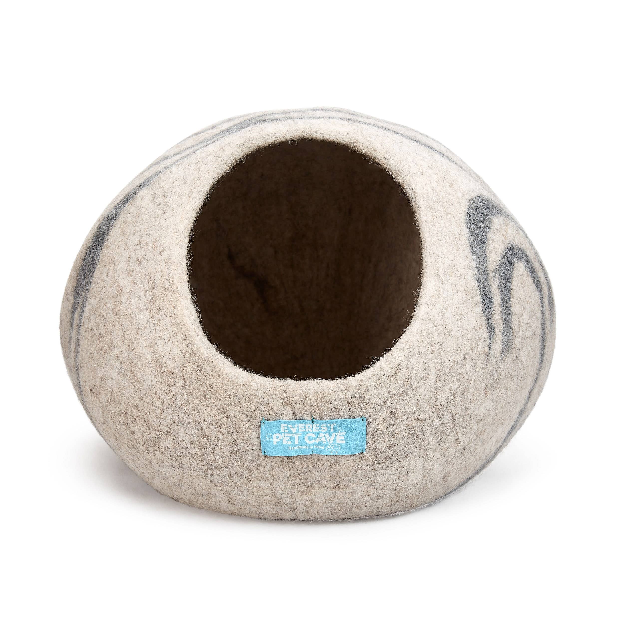 Everest Pet Supply & Gifts - Wholesale Pet Cave - Cat/Dog - Cat Cave Gray Spiral, 100% Wool, Wet-Felted, Handmade