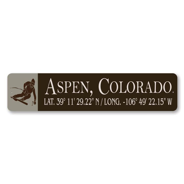 Aspen Colorado Latitude And Longitude Sign for wholesale by Lizton Sign Shop, Inc