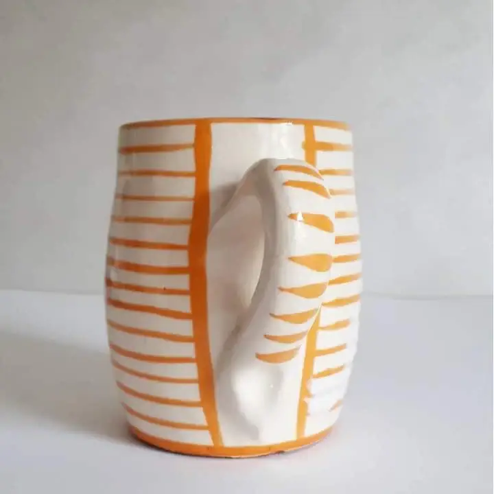 High crafty - Wholesale Koffiemok - ☕ Keramische Mokken – Handgeschilderde Strepen (Set van 2)1