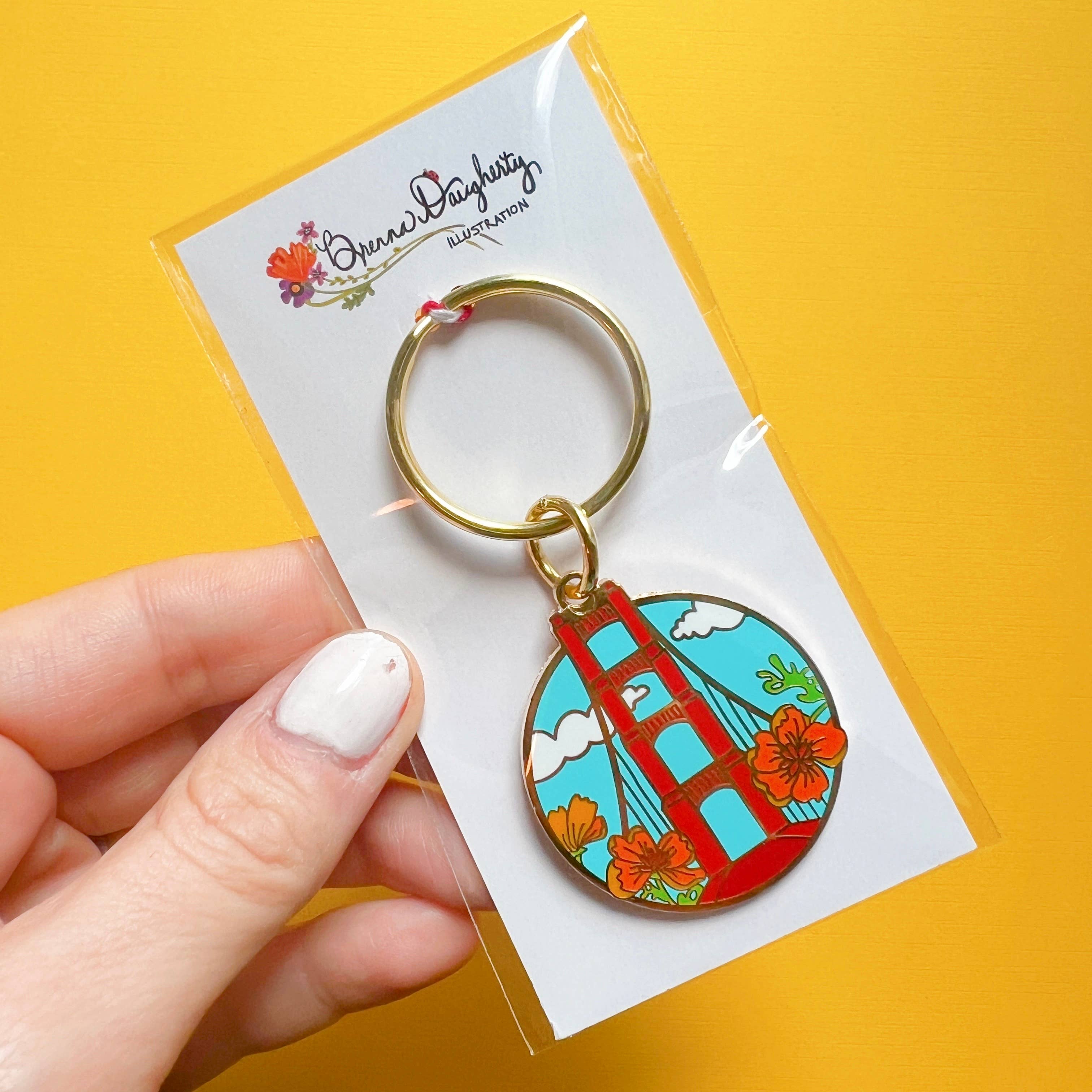 Brenna Daugherty Illustration - Wholesale Keychain - Women's - San Francisco Golden Gate Bridge Enamel Keychain4