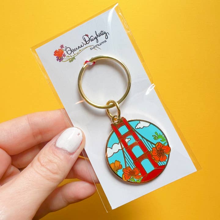 Brenna Daugherty Illustration - Wholesale Keychain - Women's - San Francisco Golden Gate Bridge Enamel Keychain4