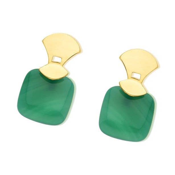 Frameless Square Gemstone Earring - Gold Plated for wholesale by Carla Dieterich