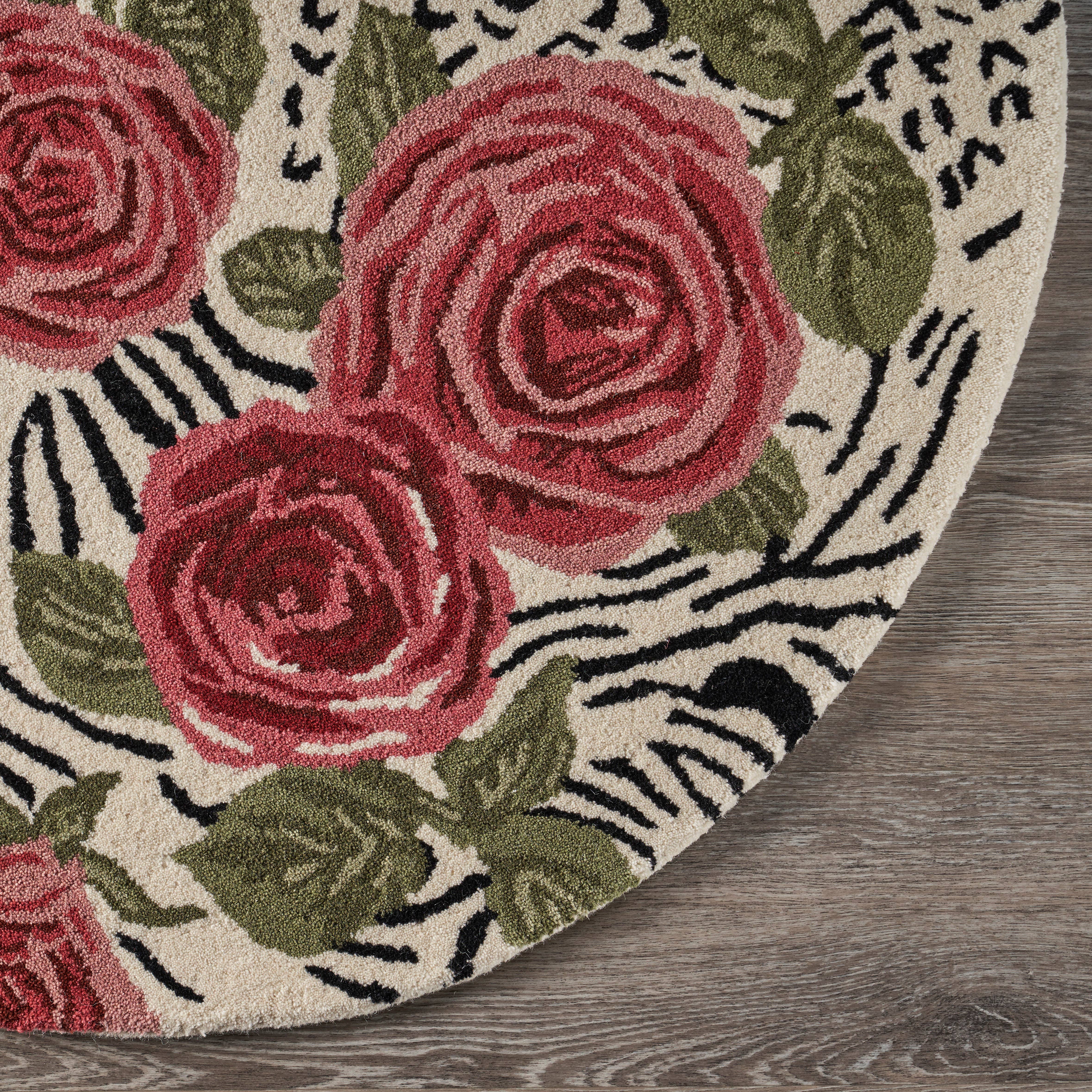 LR Home - Wholesale Area Rug - Raelyn Vintage Floral Hand-Tufted Wool Round Indoor Area Rug34