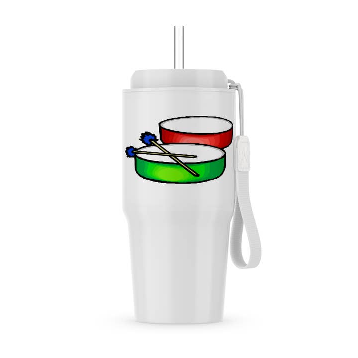 3dRose - Wholesale Insulated Mug/Tumbler - 3dRose, pan white head drums with mallets music percussion, Tumbler