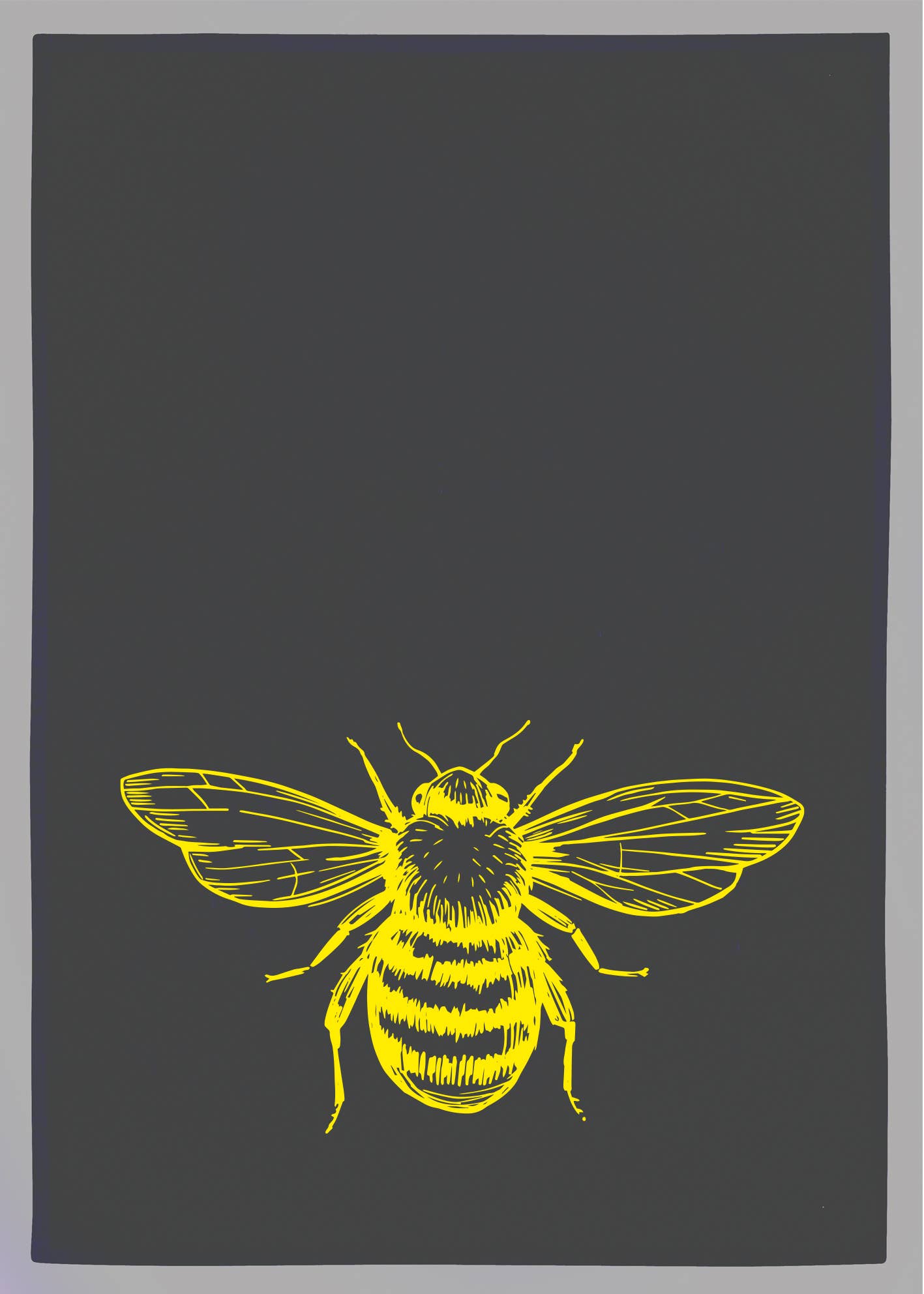 17;30 - Wholesale Tea Towel - Grey tea towel, bee, yellow0