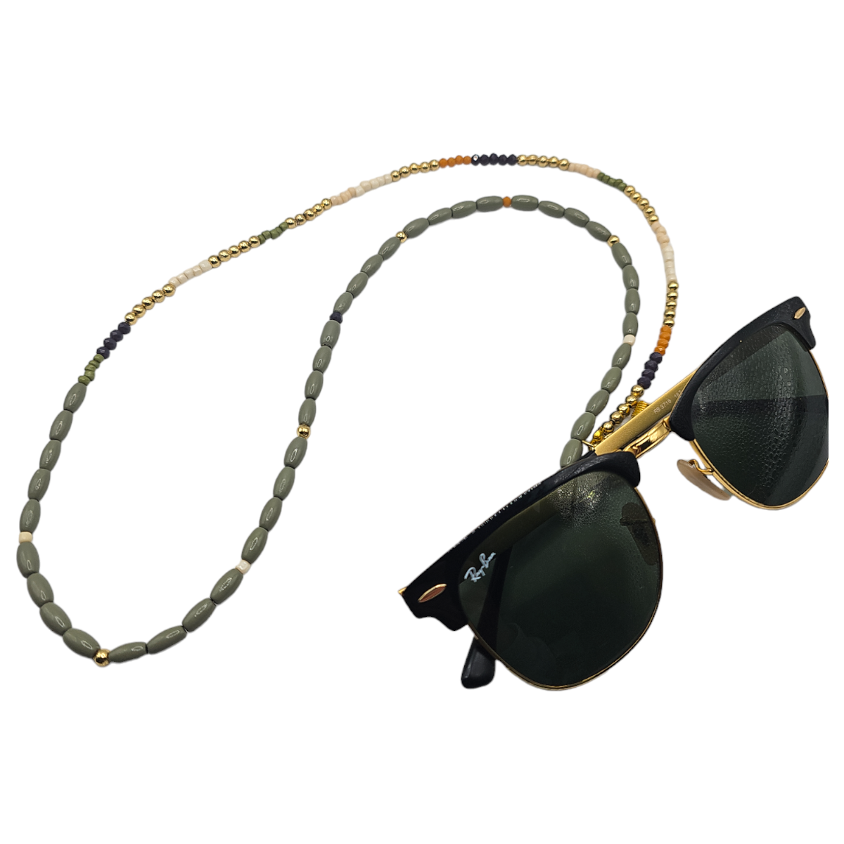 Narratives The Line - Wholesale Sunglasses/Eyeglasses Strap - Women's - Sage, Purple & Peach Beaded Glasses Chain1