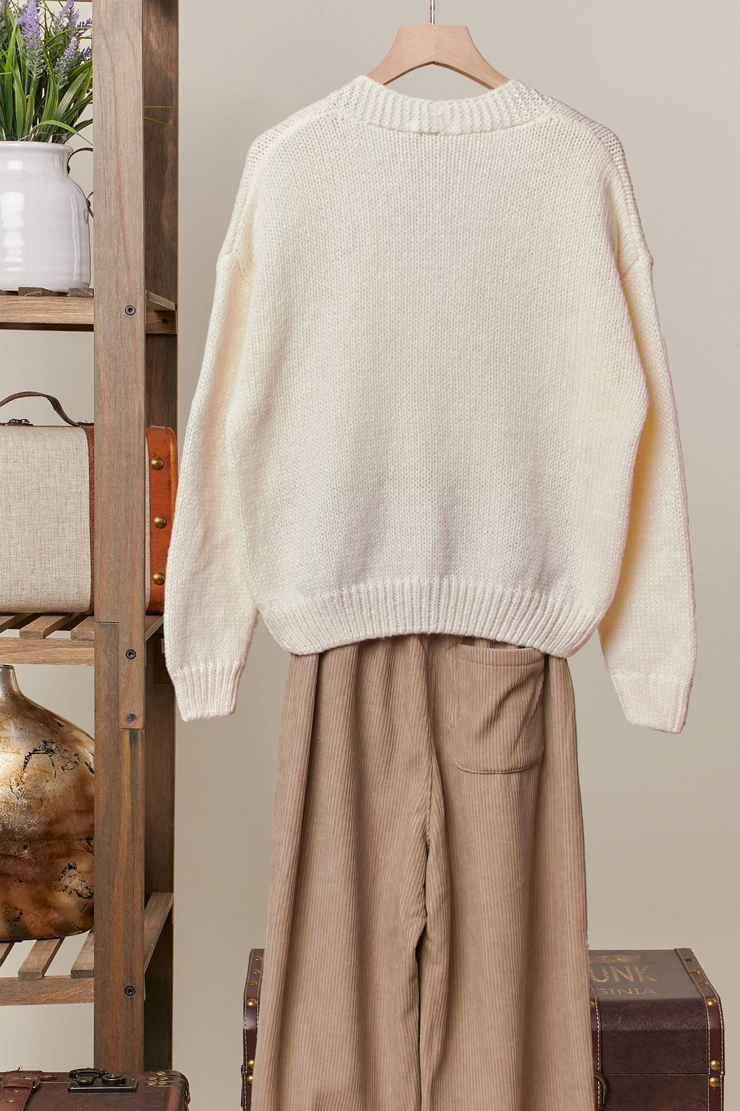 Ivory Christmas Patch Cardigan for wholesale on Faire1