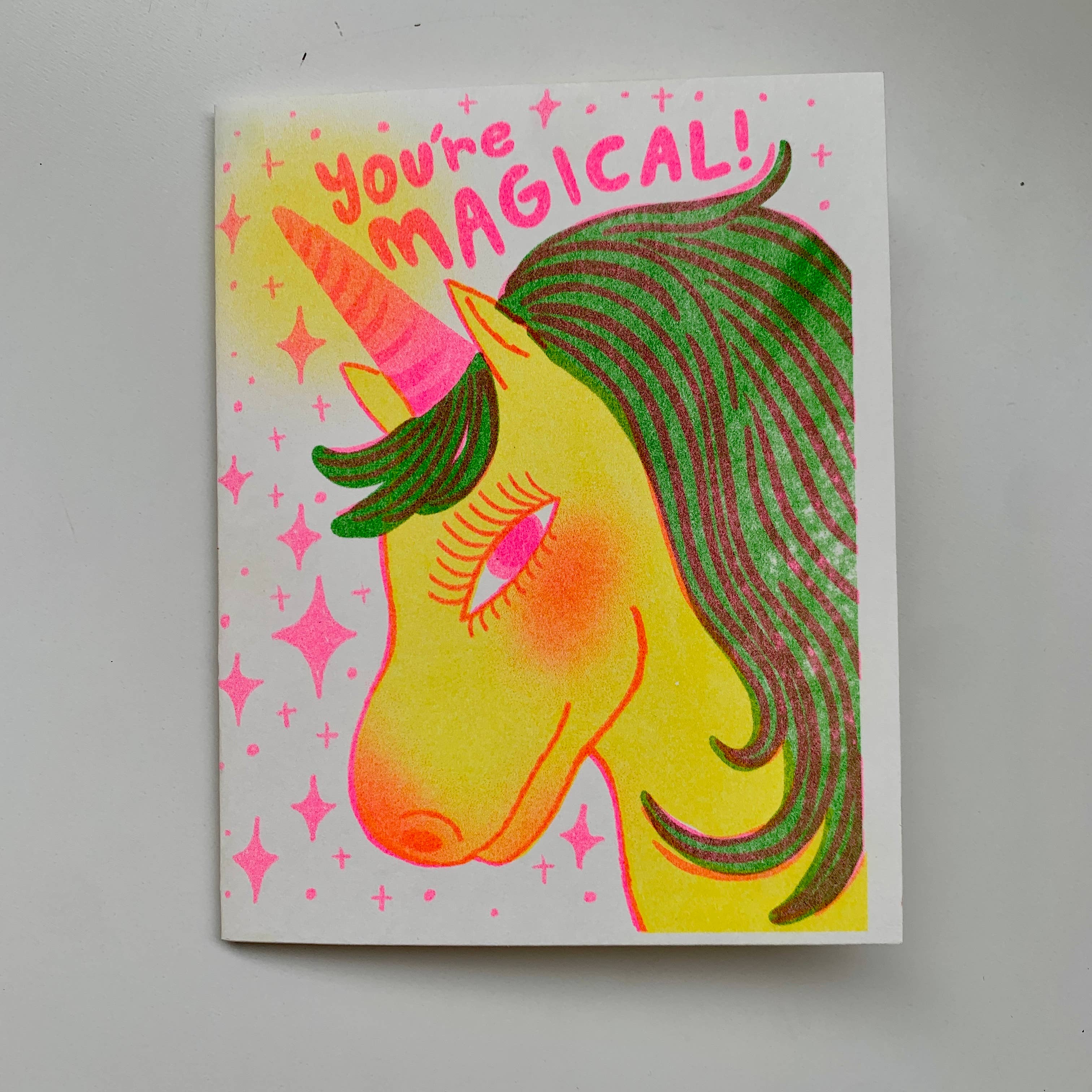 Lili Todd Art - Wholesale Friendship Card - You’re Magical Unicorn Risograph Greeting Card2