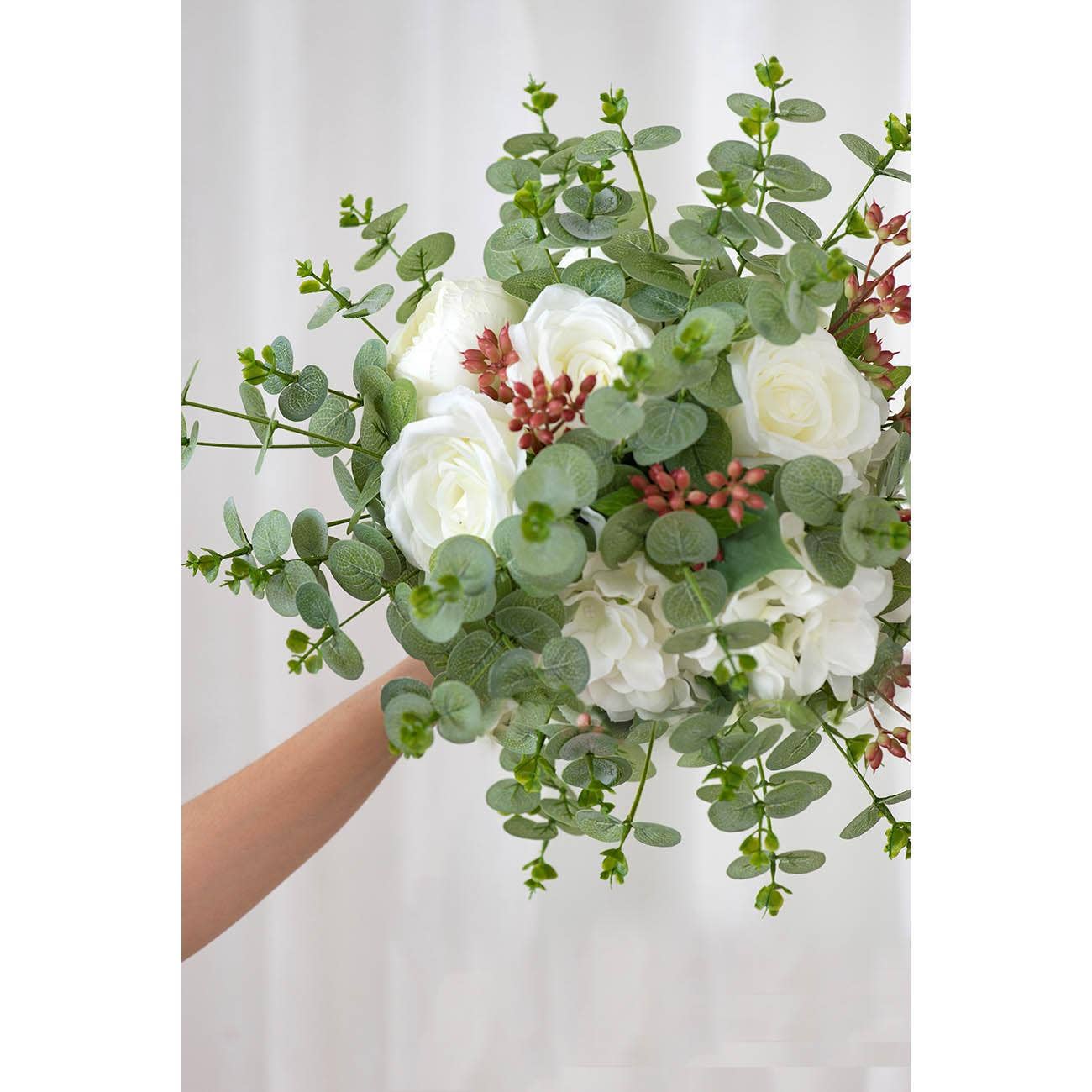 A&B Home Group Inc. - Wholesale Artificial Flowers - D10x13" Peony/Hydrangea/Rose X9 Bouquet - Cream2