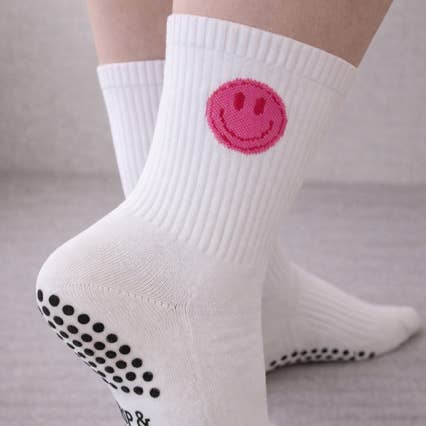 Grip & Flow Smiley Pilates-Socken mit rutschfester Sohle für den Großhandel von Grip & Flow